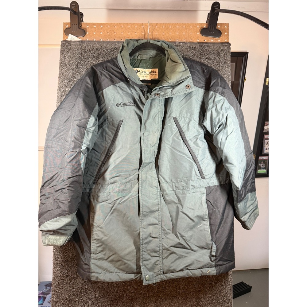 Columbia Winter Parka Jacket Youth XL 14/16 Green Black Colorblock Insulated